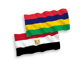 Flags of Mauritius and Egypt on a white background