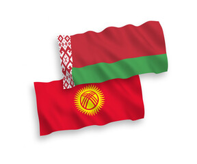 Flags of Kyrgyzstan and Belarus on a white background