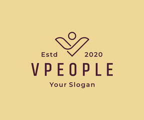 Letter V people logo design template vector