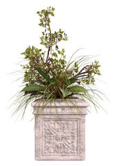 3D Rendering Outdoor Planter on White