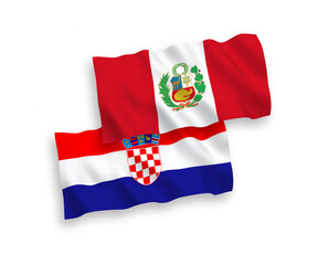 Flags of Peru and Croatia on a white background