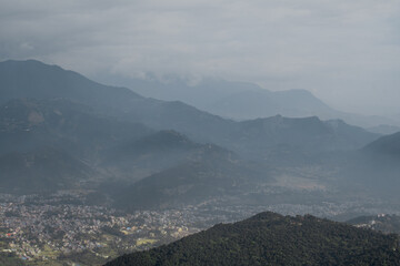 View over Pokhara and mountains, Nepal from Sarangkot hill
