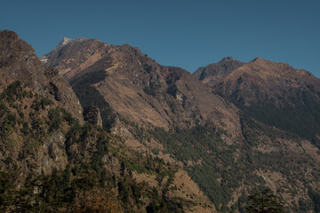 Nepalese mountain ranges along Annapurna circuit, Nepal