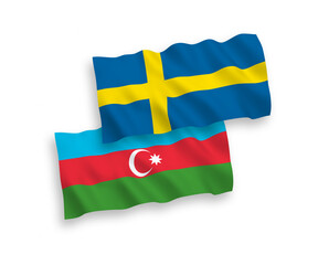 Flags of Sweden and Azerbaijan on a white background