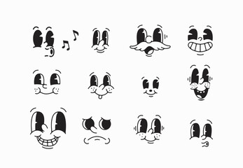 old cartoon mascot character elements. different clipart, faces, limbs. character creator for vintage retro logos and branding. isolated vector illustrations © grpxstore