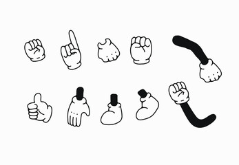 old cartoon mascot character elements. different clipart, faces, limbs. character creator for vintage retro logos and branding. isolated vector illustrations © grpxstore