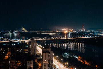 Fototapeta na wymiar night Kiev, view of the city from the roof