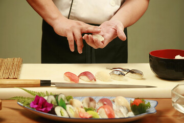 Chef preparing sushi