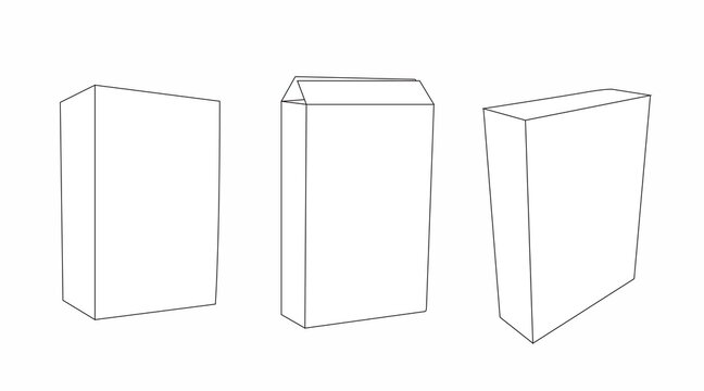 Vector Set of Isolated Black and White Carton Cereal Box Illustration