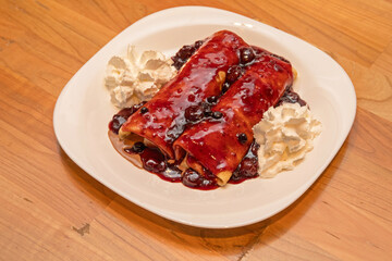 Pancakes Cherry at Plate