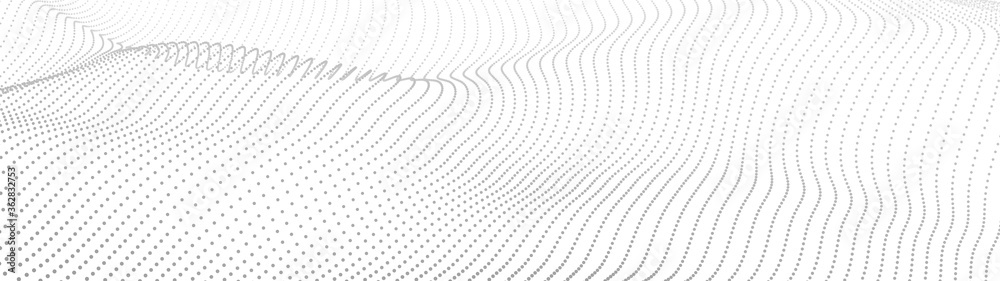 Poster abstract gradient dynamic wave of particles. network of bright points or dots. big data. digital bac