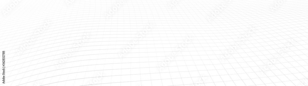 Poster vector perspective grid. network of bright connected dots and lines. abstract dynamic wave of many p