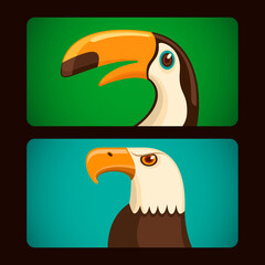 Obraz premium Close ups of wild birds. Vector illustration.