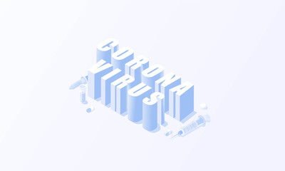 Corona Virus test and Medical tool icon isometric background vector design.