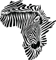 Map of Africa made of zebra head and skin
