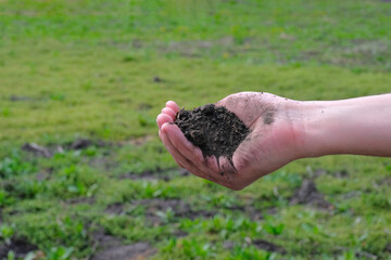 Land in the hands of a farmer. Working in the garden at the cottage.