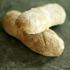 Close up of ciabatta crock on table