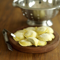 Close up of a heap of tortellini pasta