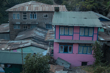 Fototapeta na wymiar Colorful Jagat mountain village, Annapurna circuit, Nepal