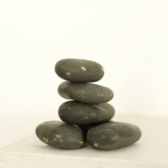 Fototapeta na wymiar A stack of black stones