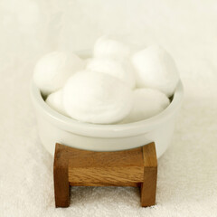 A container of cotton balls
