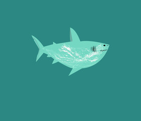 shark fish ocean vector illustration blue background