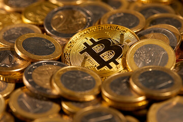 golden bitcoin, conceptual image for crypto currency