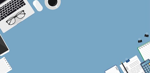 abstract  office desk background with place for text,top view for copy space.