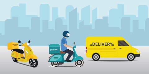 delivery scooter and van 