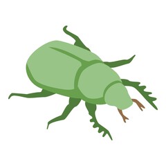 Green scarab icon. Isometric of green scarab vector icon for web design isolated on white background