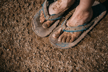 Flip flops on the beach.
