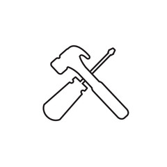 Hammer screwdriver icon vector