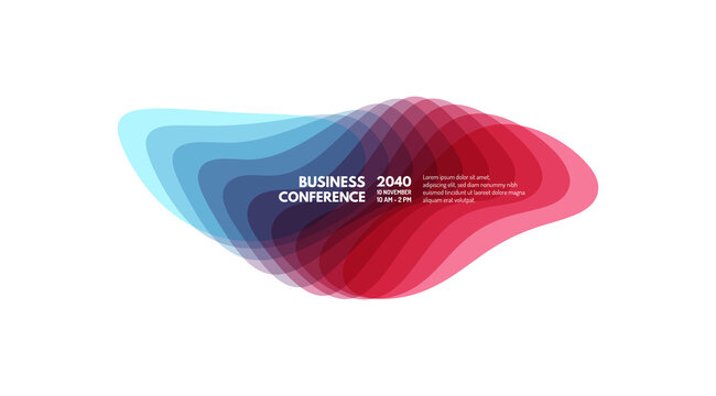 Business event invitation template. Abstract geometric background with transparent colored figures. Vector illustration made of various overlapping elements.