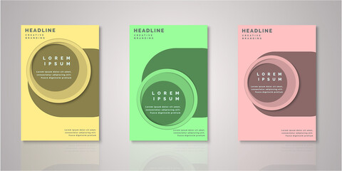   Set of background for covers design paper cut style vector illustration.