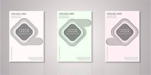   Set of background for covers design paper cut style vector illustration.