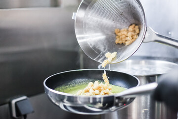 A process of making pasta in a restaurant 