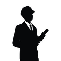 Male engineer silhouette vector