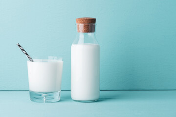 space milk in glass on vintage background colour