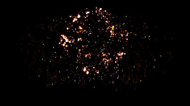 Holiday Fireworks with sparks colored smoke and bright nebula on black sky 