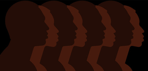 Black lives matter. Silhouettes of men. Abstract Black background. Vector illustration