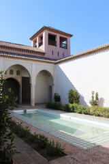 Courtyard of the Palace of the Alcazaba in Málaga (Andalusia, Spain)