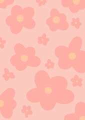 Hand drawn seamless pattern of pink blooming wildflowers, on a pastel pink background. Decorative watercolor illustration for design card, invitation, wallpaper, wrapping paper, fabric