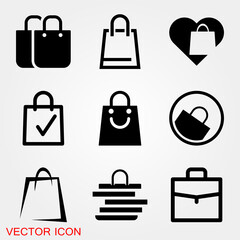 Bag icon. Shopping bag, Vector illustration isolated