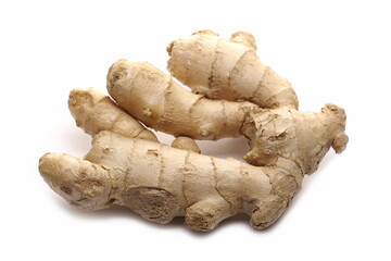 Ginger roots isolated on white background, Zingiber officinale