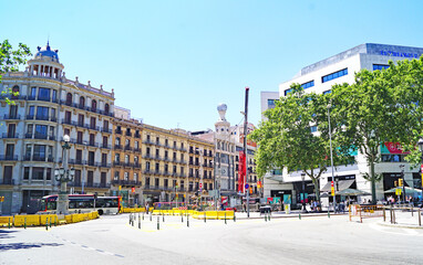 vista de la calle Pelayo en obras, Barcelona, Catalunya, España, Europa
