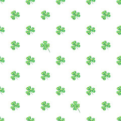 Seamless pattern with clover leaves. Modern background with repeating elements for packaging, printing, fabric. Vector illustration