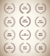 Film Awards. Set of vintage silhouette award wreaths.
