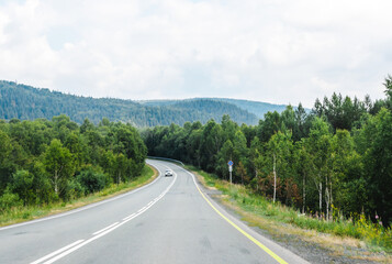 View from a moving car on a road