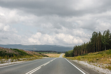 View from a moving car on a road
