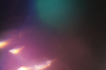 Crystal Optical Flare Colored Overlay Effect Vintage Abstract Bokeh and Light Leaks Photo with Retro Camera Defocused Blur Reflection Bright Sunlights. Use Screen Overlay Mode for Photo Processing.